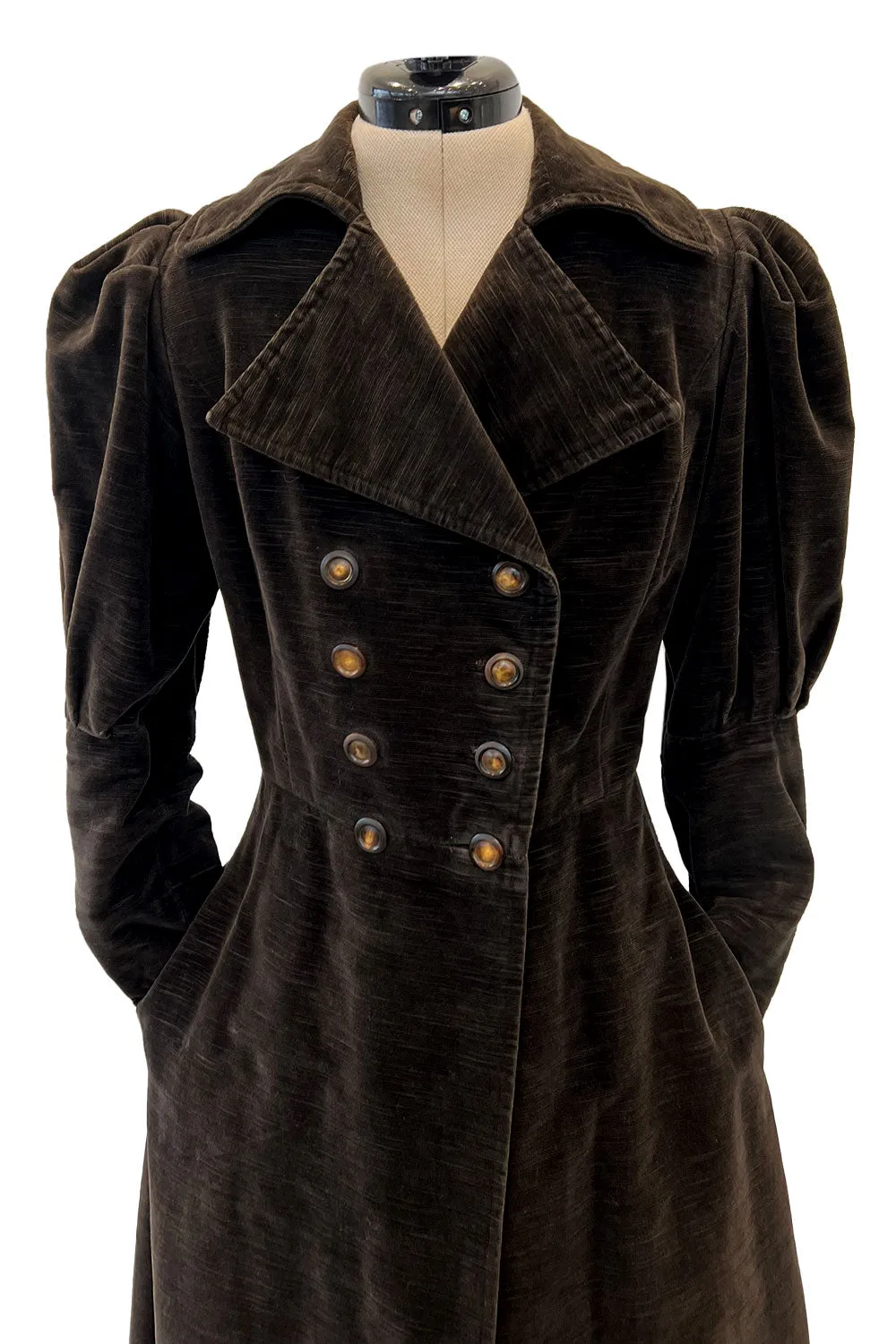 Documented Fall 1970 Yves Saint Laurent Brown Velvet Ultra Fine Corduroy Great Coat