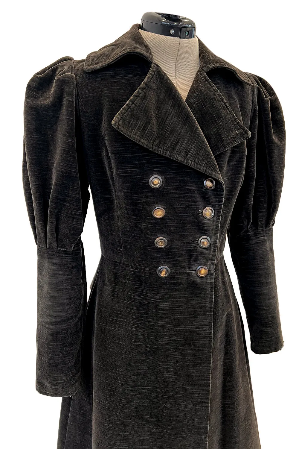 Documented Fall 1970 Yves Saint Laurent Brown Velvet Ultra Fine Corduroy Great Coat