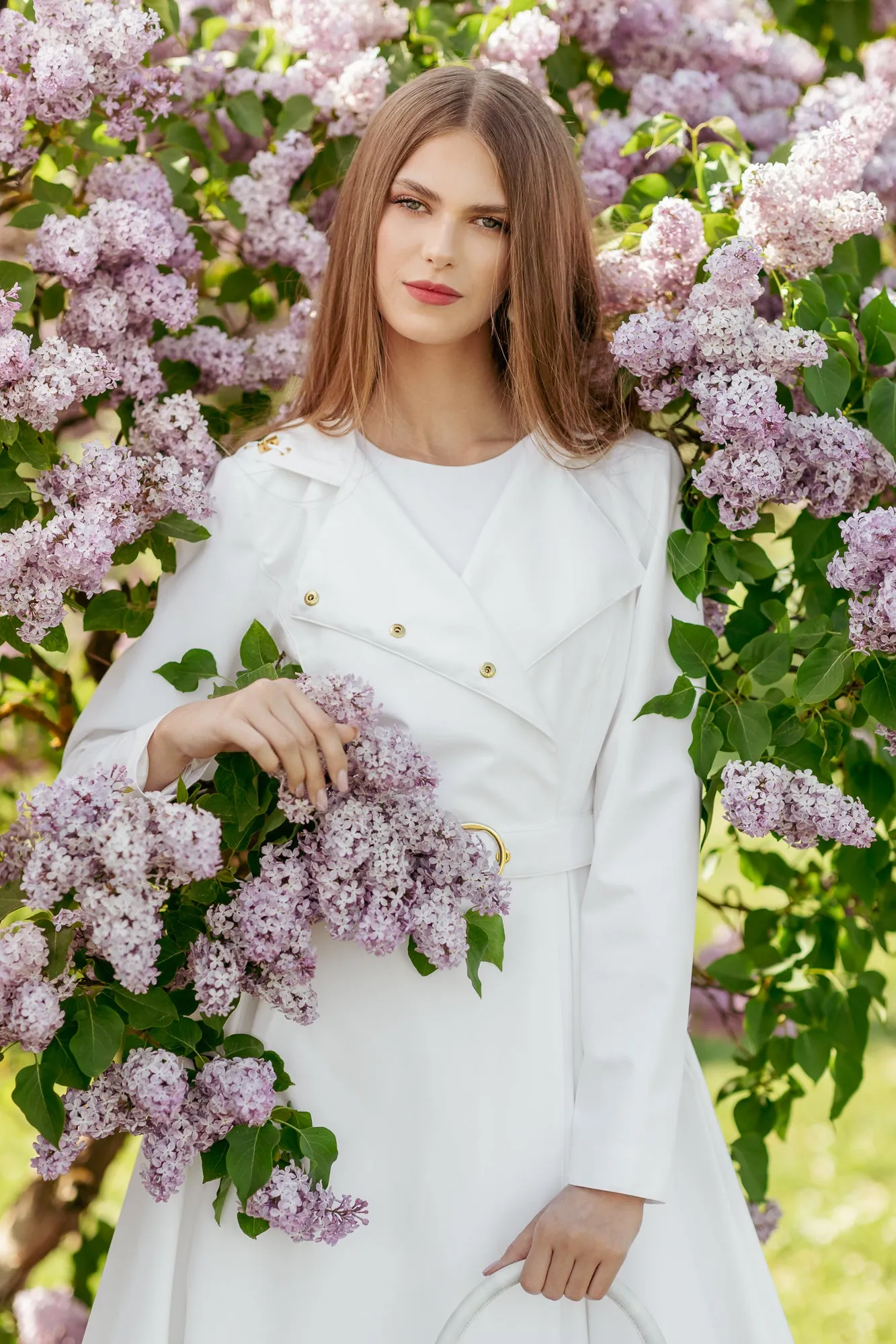 Double Breasted Trench Coat in White | 'Heavenly White'