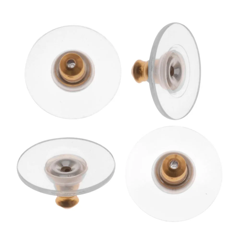 Earring Backs, Hypo Allergenic Bullet Clutch with Pad 7x11mm Gold Tone (25 Pairs)