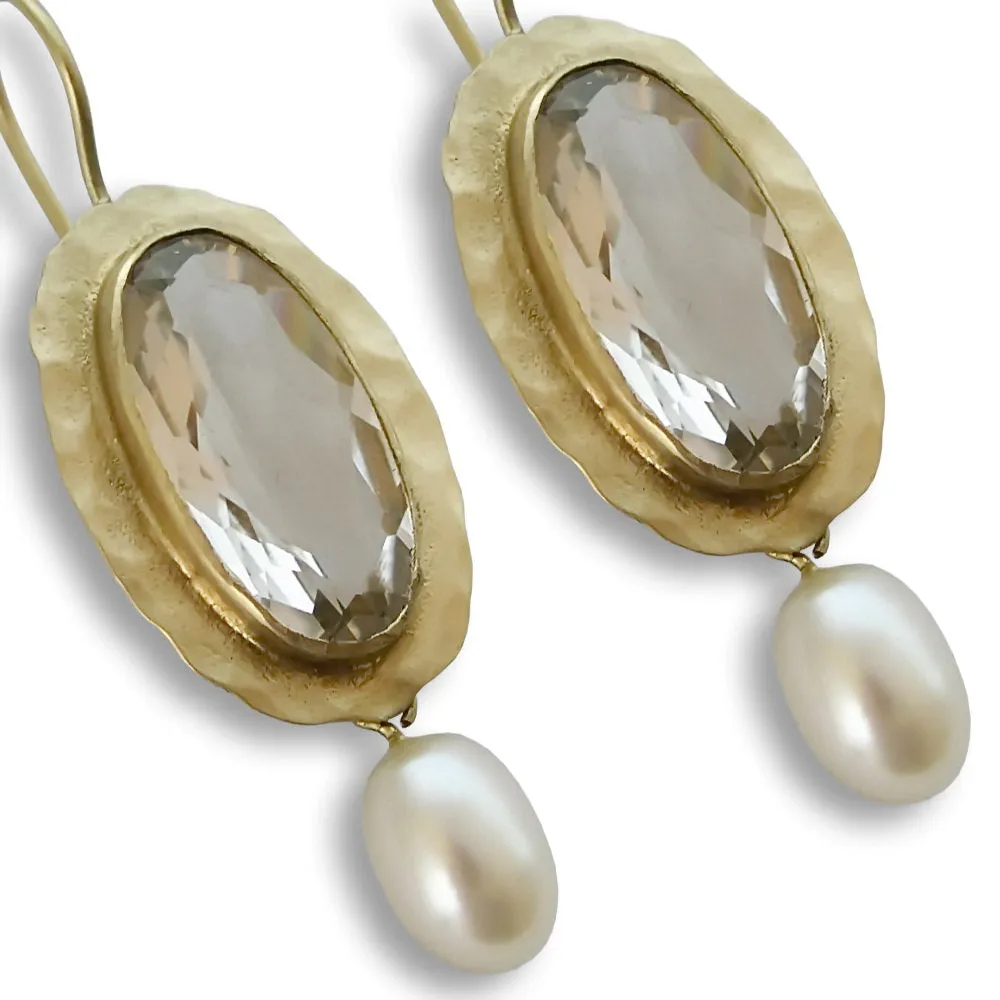 EG0789A Glamorous Smoky Topaz Gold Earrings