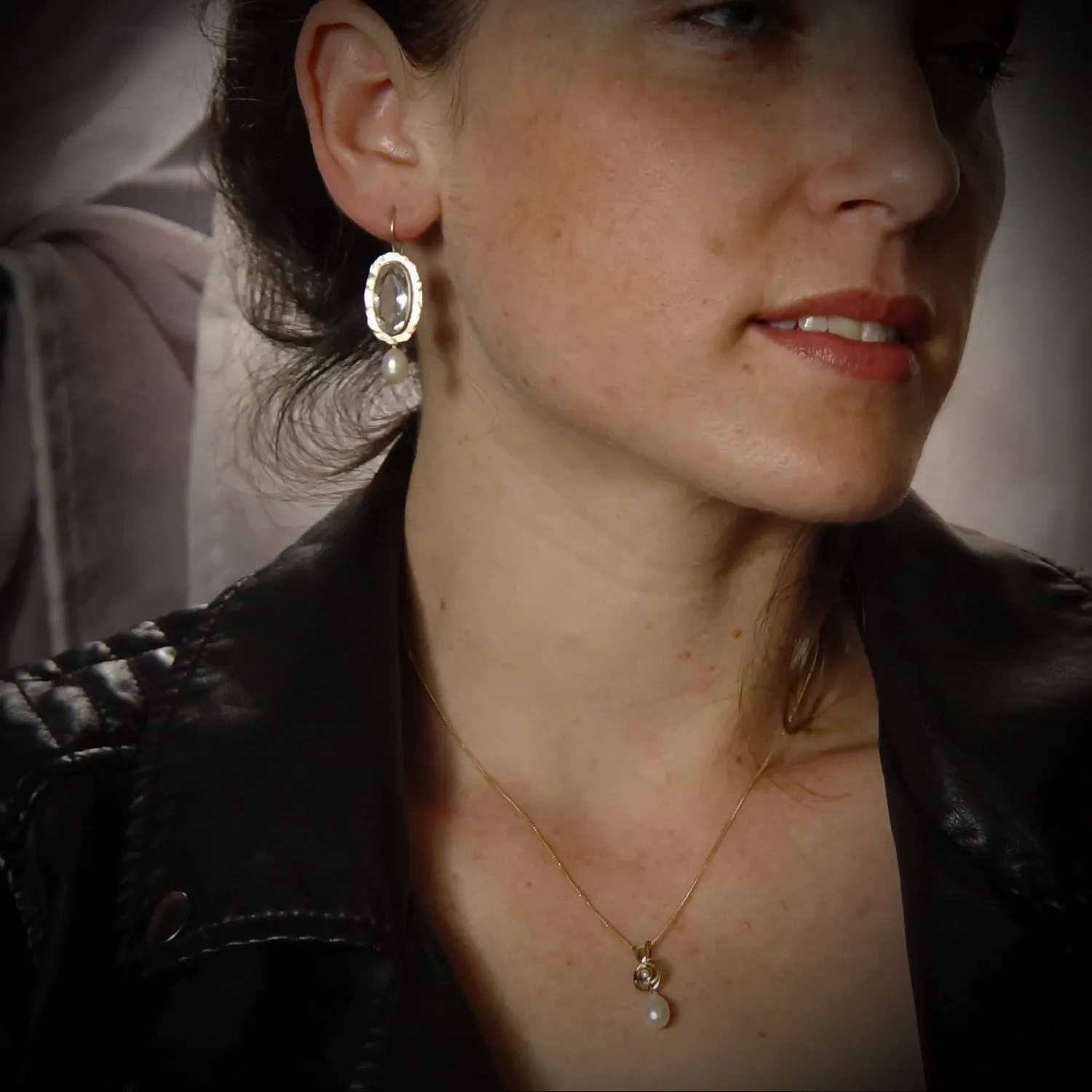 EG0789A Glamorous Smoky Topaz Gold Earrings