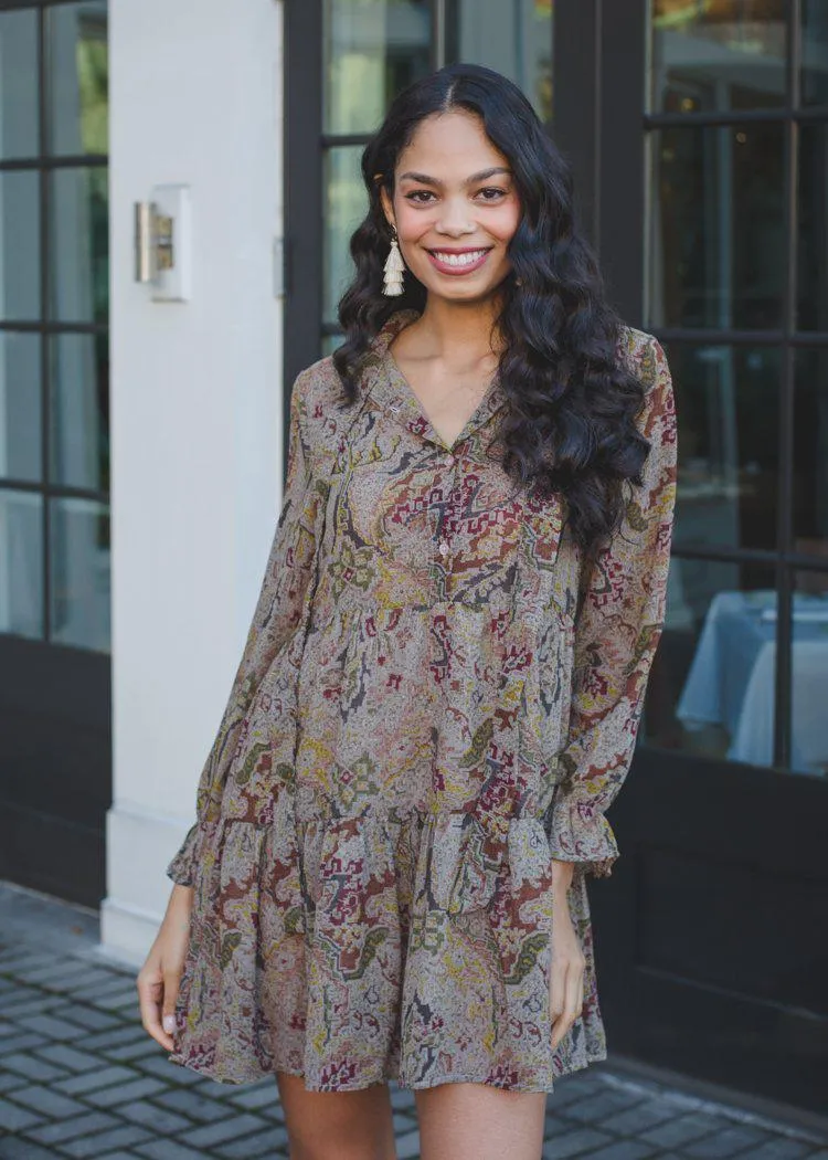 Elan Sedona Long Sleeve Tiered Dress - ***FINAL SALE***