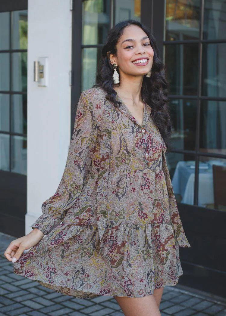 Elan Sedona Long Sleeve Tiered Dress - ***FINAL SALE***