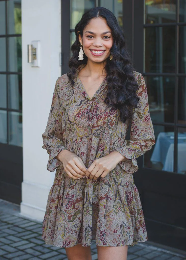 Elan Sedona Long Sleeve Tiered Dress - ***FINAL SALE***