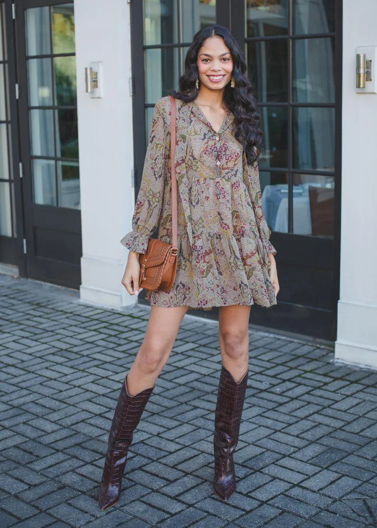 Elan Sedona Long Sleeve Tiered Dress - ***FINAL SALE***