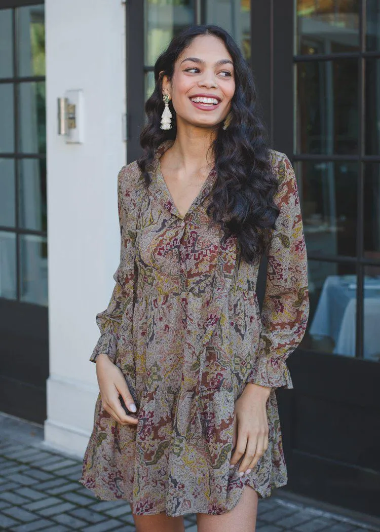 Elan Sedona Long Sleeve Tiered Dress - ***FINAL SALE***