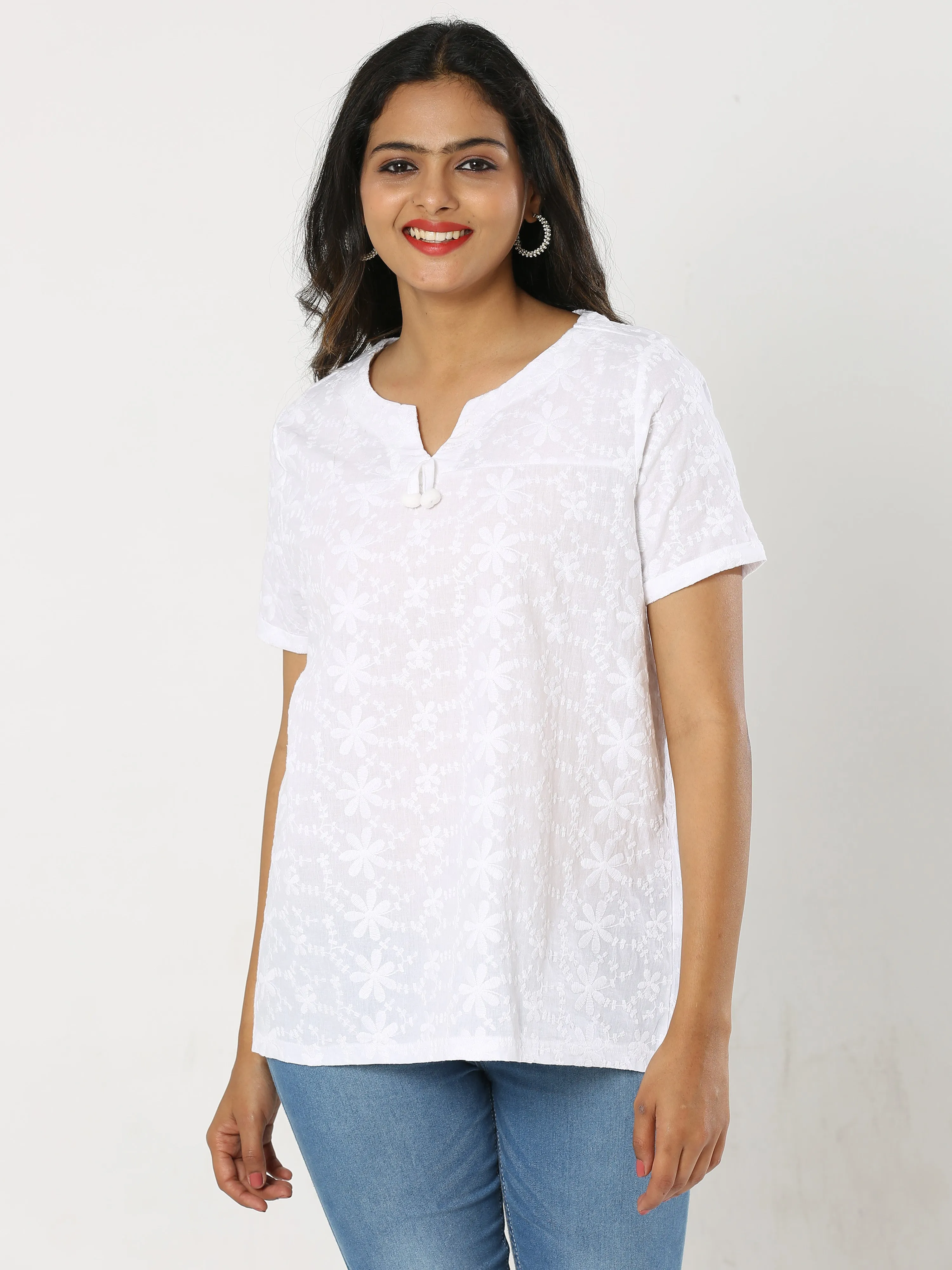 Embro white Short Kurti