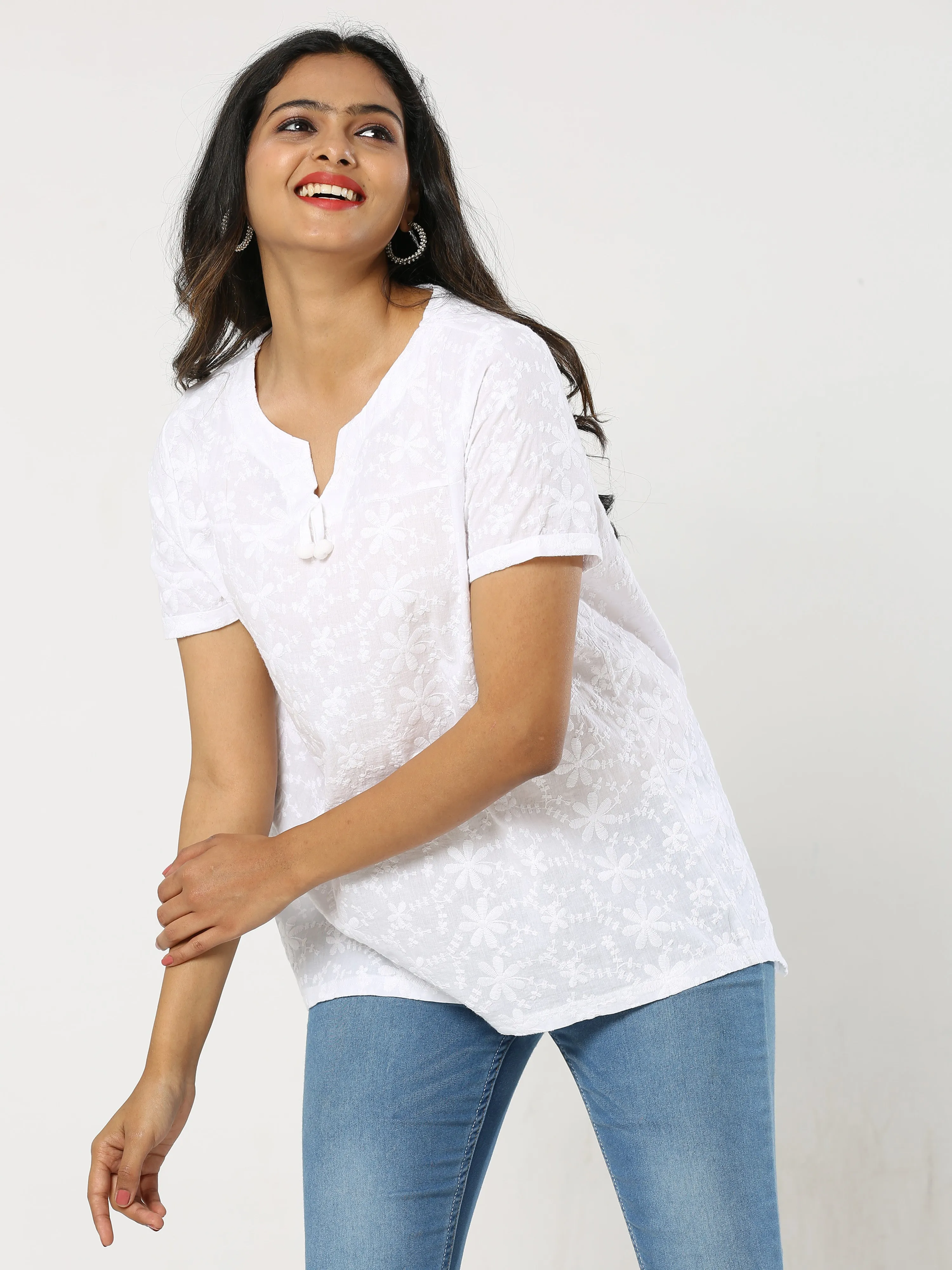Embro white Short Kurti