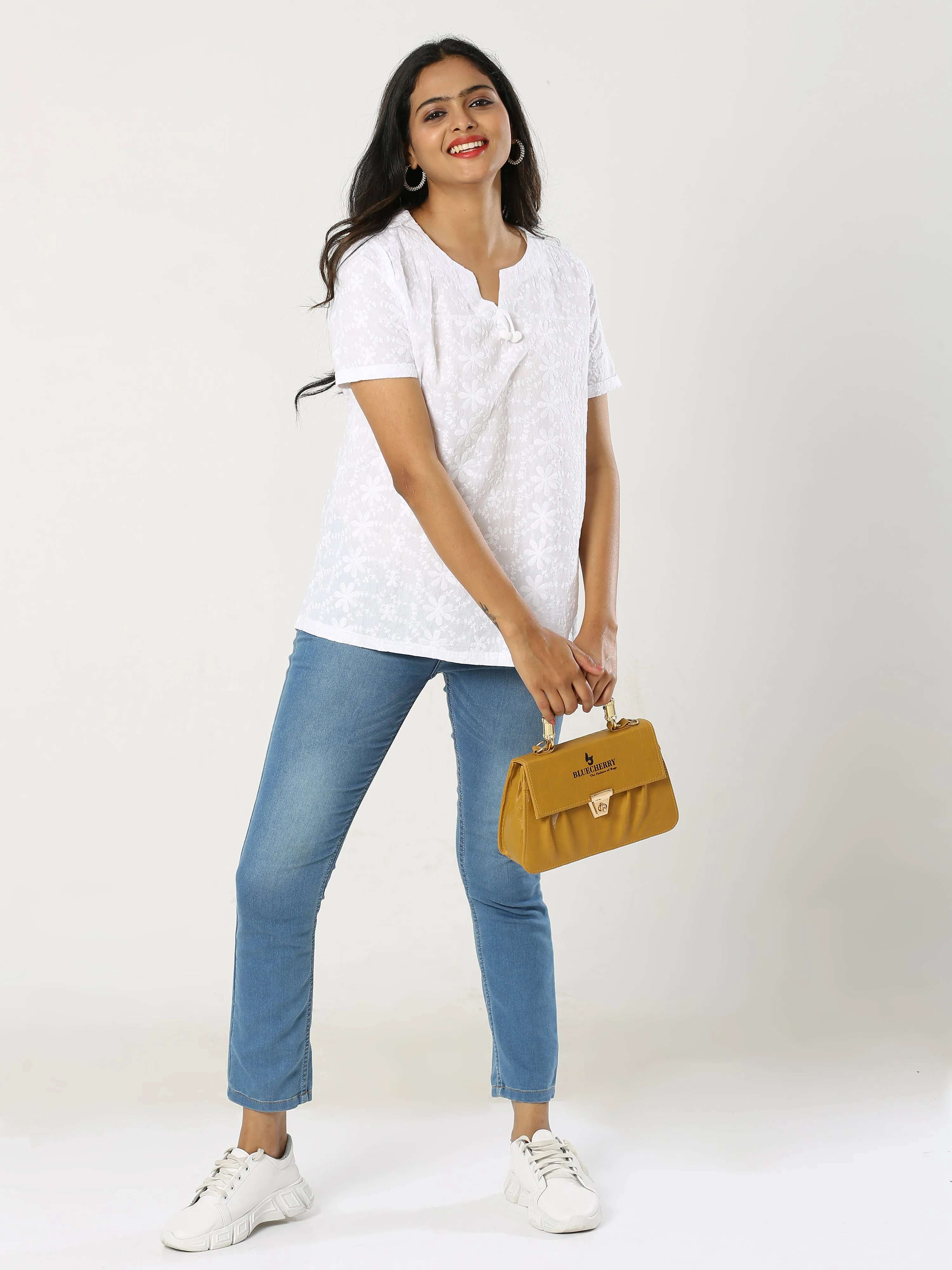 Embro white Short Kurti