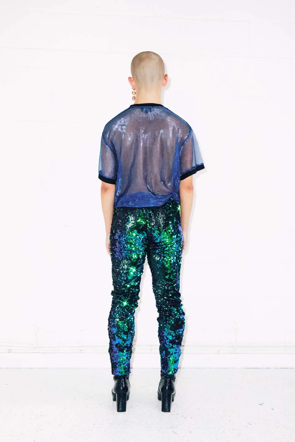 EMERALD BLUE GREEN SEQUIN PARTY PANTS