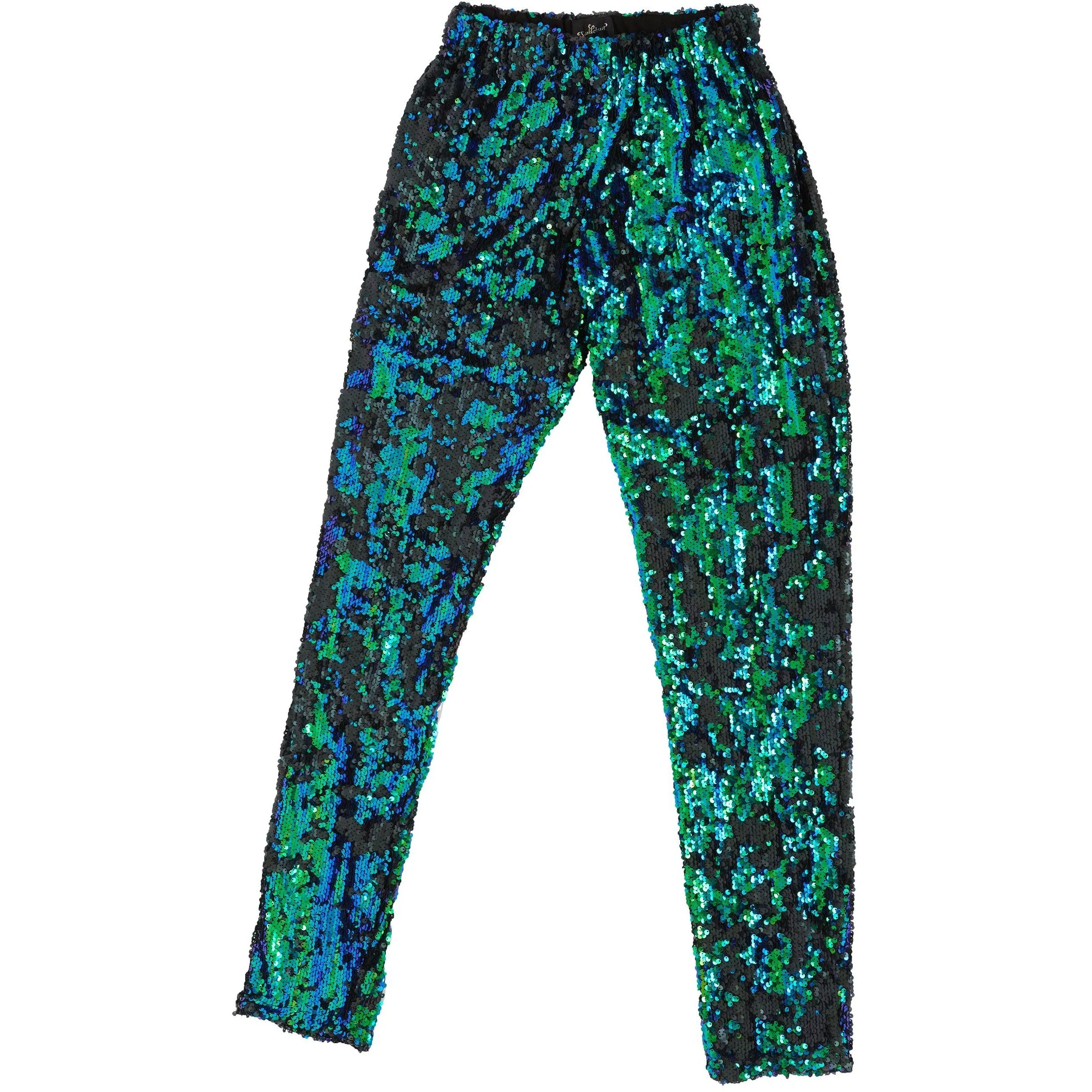 EMERALD BLUE GREEN SEQUIN PARTY PANTS