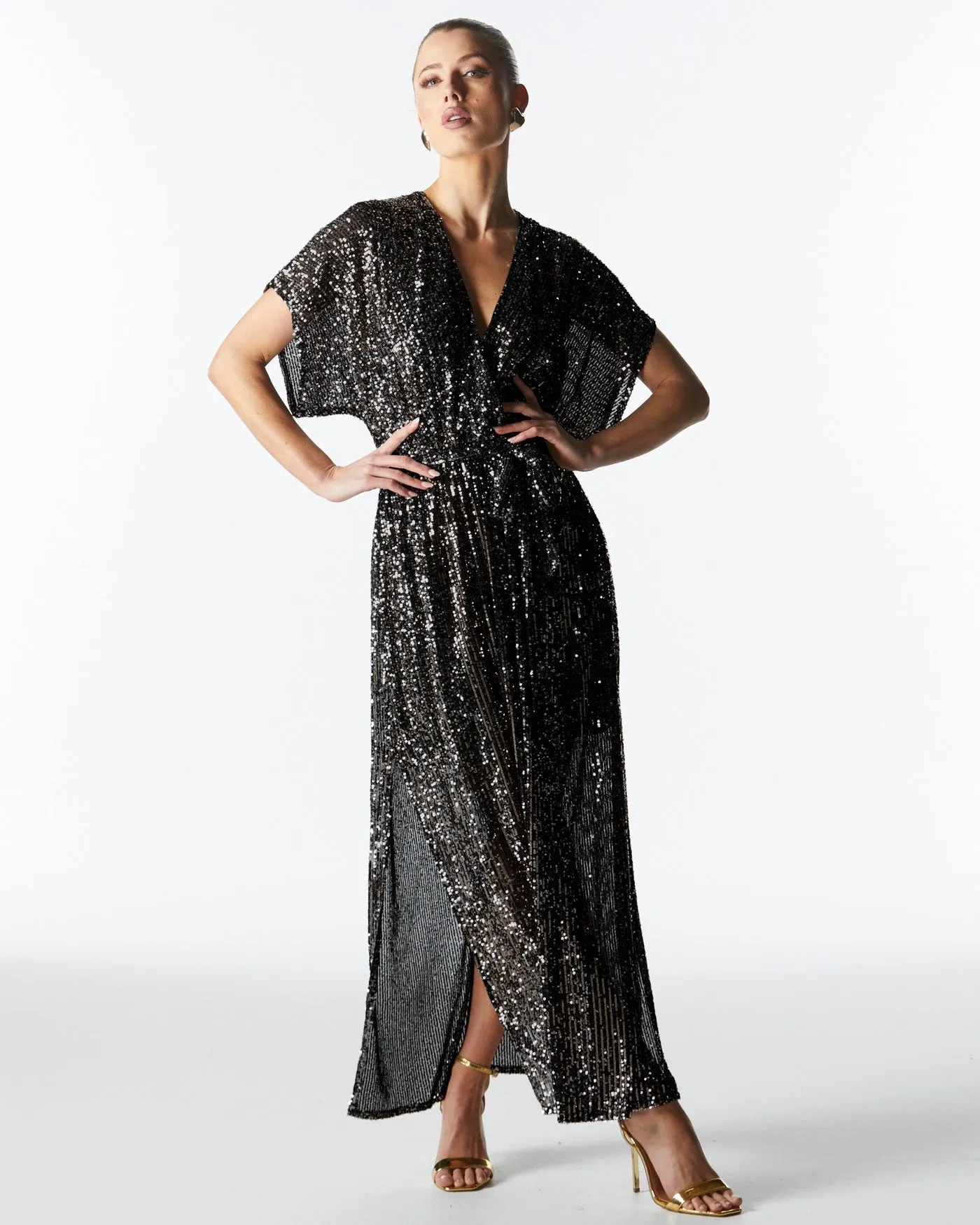 Fate   Becker Impression Sequin Dress - Gunmetal