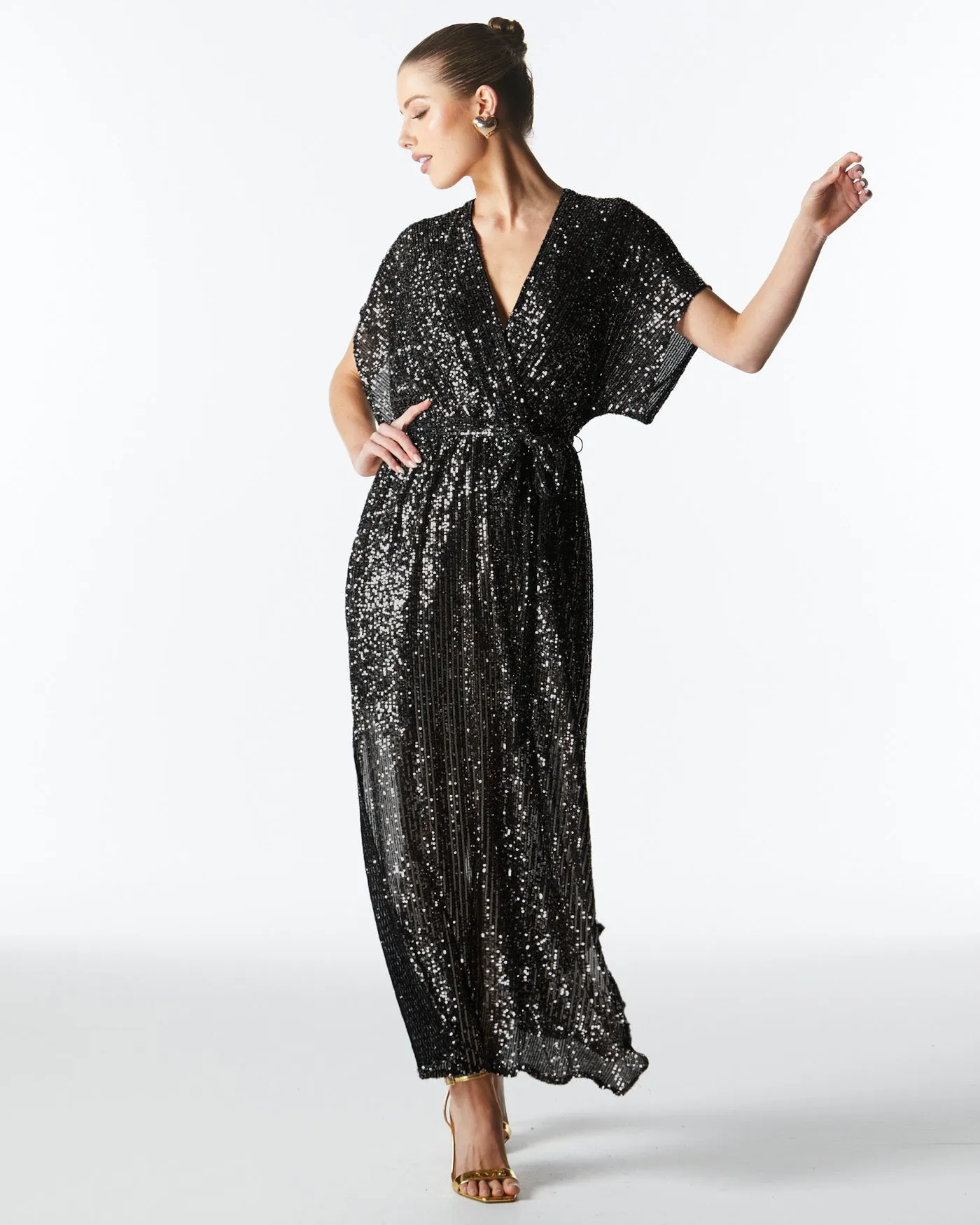 Fate   Becker Impression Sequin Dress - Gunmetal