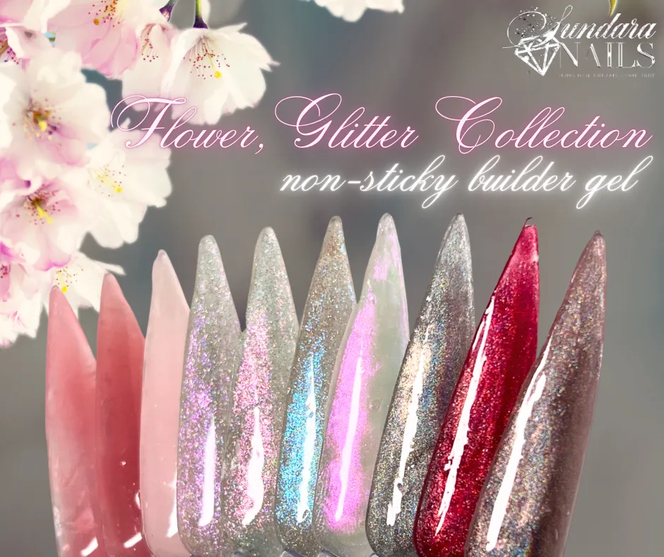 Flower Glitter Collection - Non Sticky 3D Builder Gel in a Pot