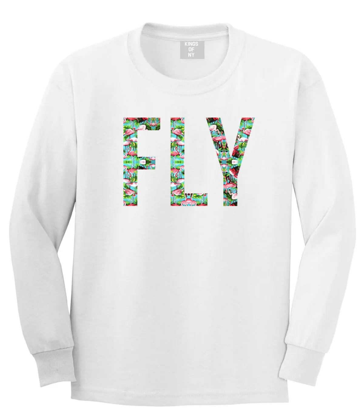 FLY Flamingo Print Summer Long Sleeve Boys Kids T-Shirt