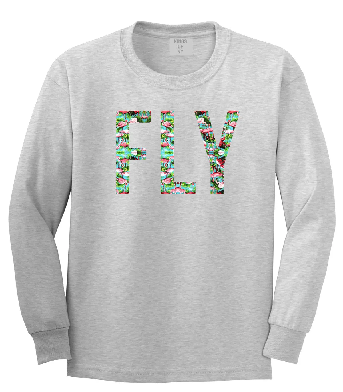 FLY Flamingo Print Summer Long Sleeve Boys Kids T-Shirt
