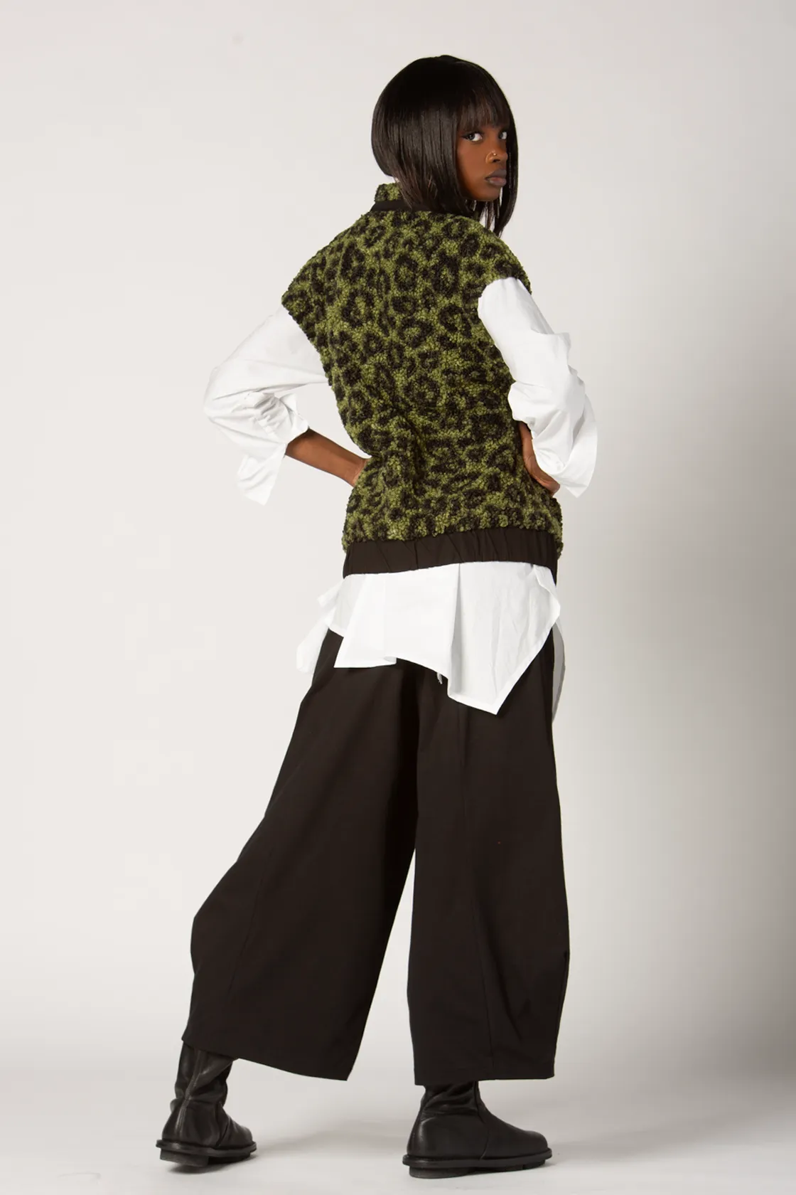 GERSHON Diana Vest in Green Leopard