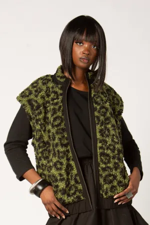 GERSHON Diana Vest in Green Leopard