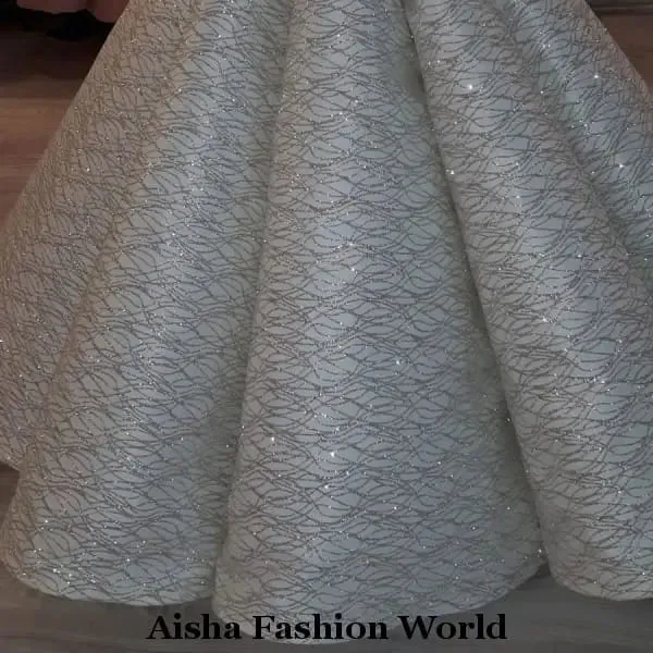 Glamorous detailed ball wedding dress