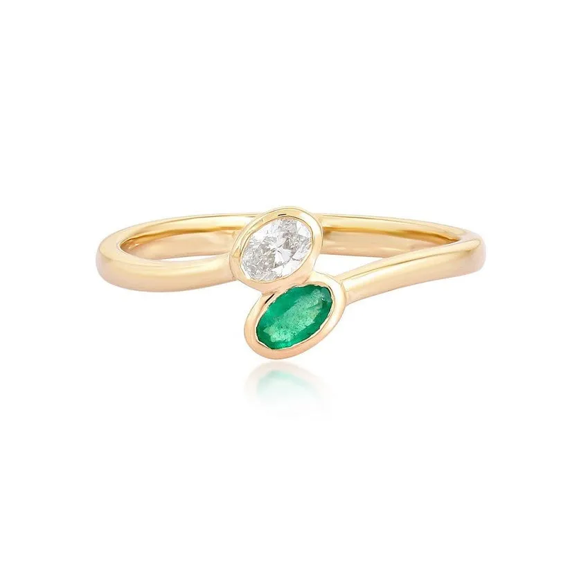 Glamorous Emerald Diamond Open Wrap Ring