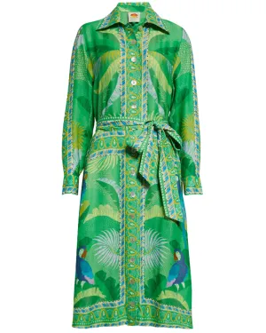 Green Macaw Scarf Chemise Dress