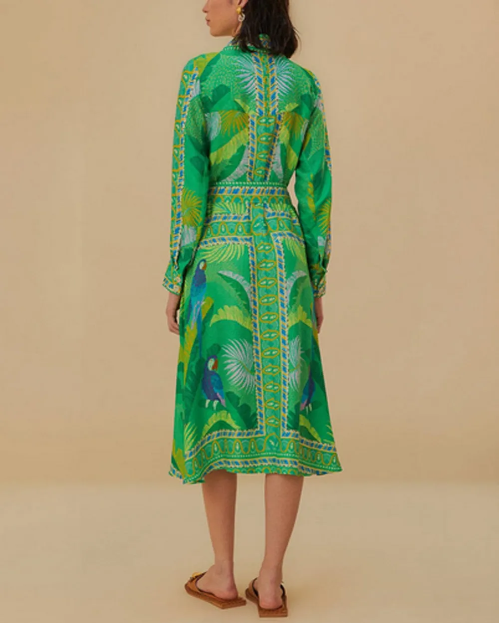 Green Macaw Scarf Chemise Dress