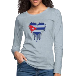 Heart of Cuba Flag Women's Premium Long Sleeve T-Shirt