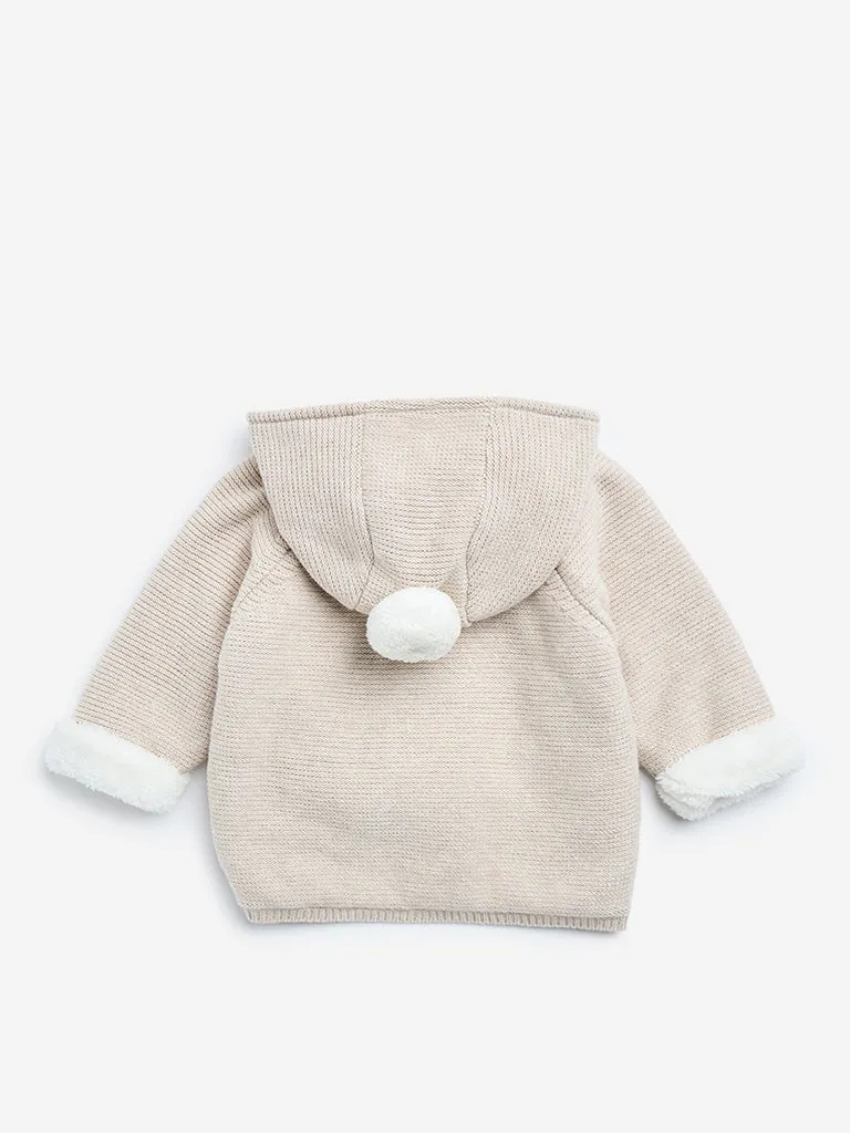 HOP Baby Beige Knit-Textured Cotton Jacket