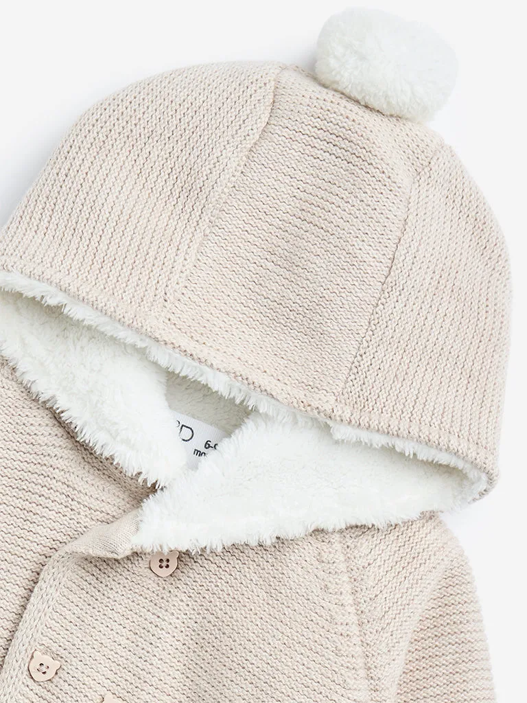 HOP Baby Beige Knit-Textured Cotton Jacket