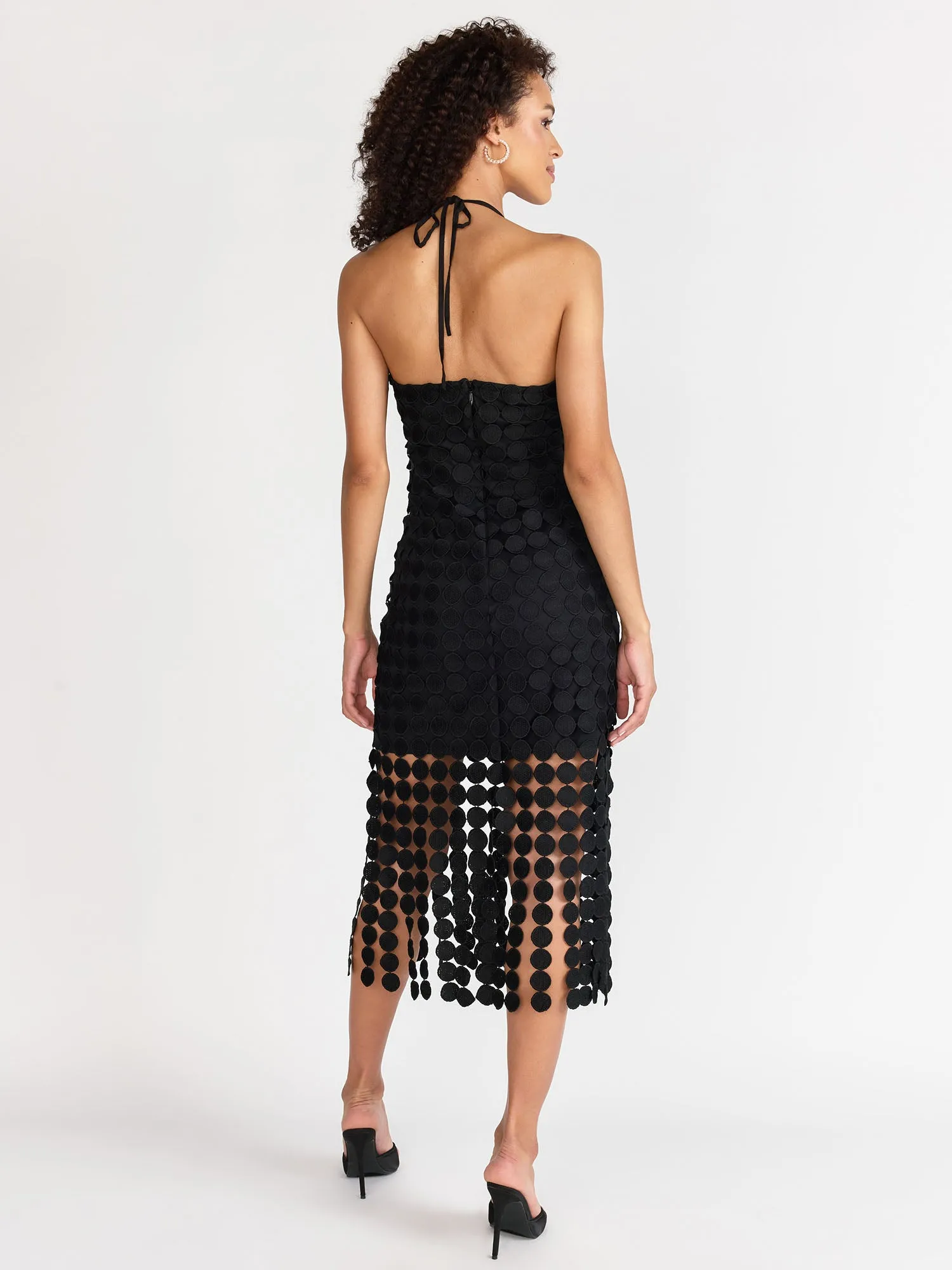 Just Me Sleeveless Halter Neck Circle Fringe Dress - Brands We Love