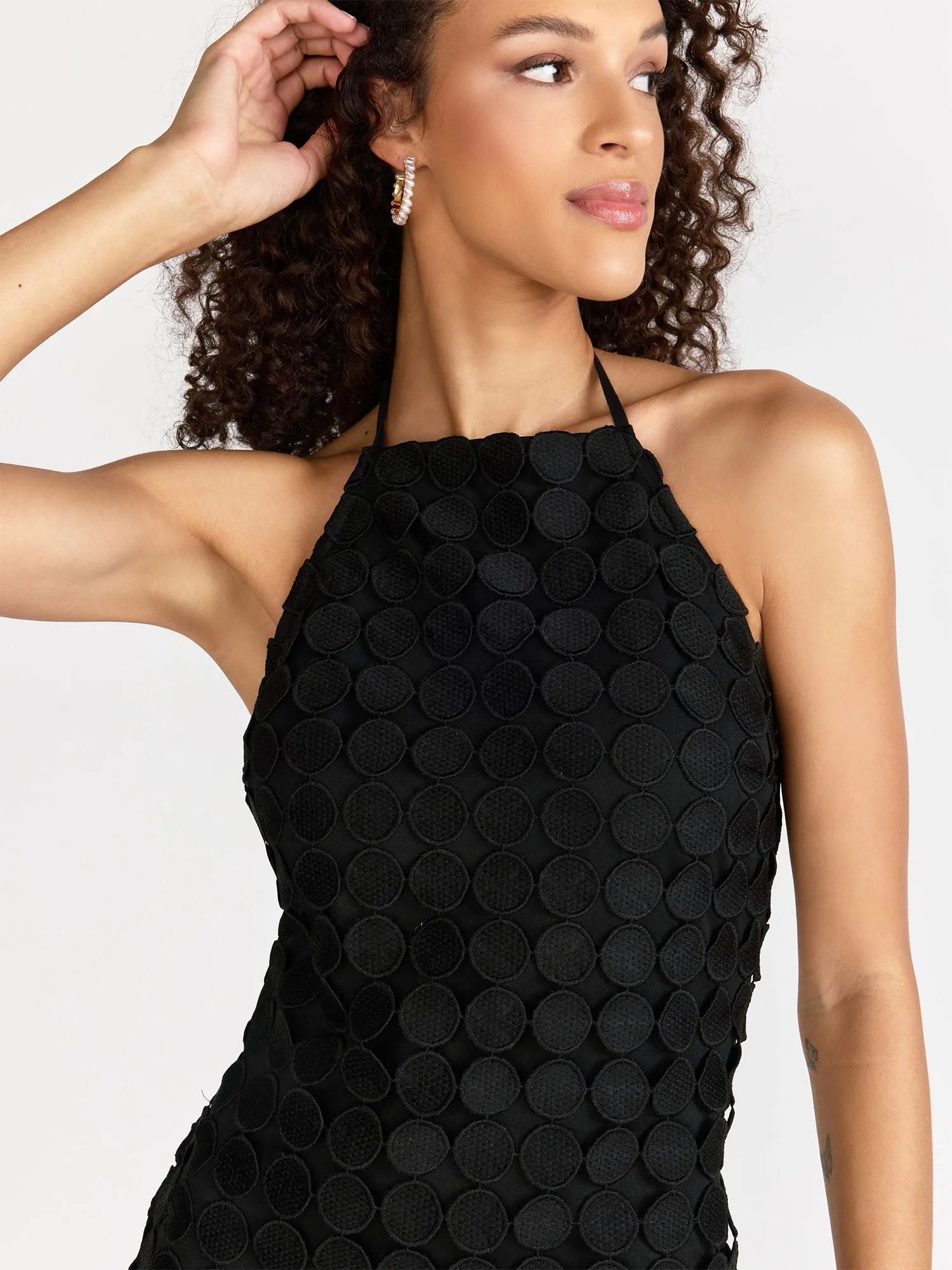 Just Me Sleeveless Halter Neck Circle Fringe Dress - Brands We Love