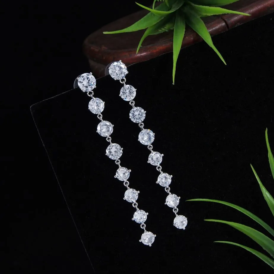 Korean Gold/Silver Plated CZ Dangler Earring