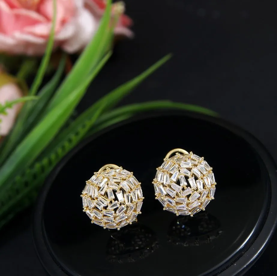 Korean Gold/Silver Plated Multi Baguette CZ Stud Earring