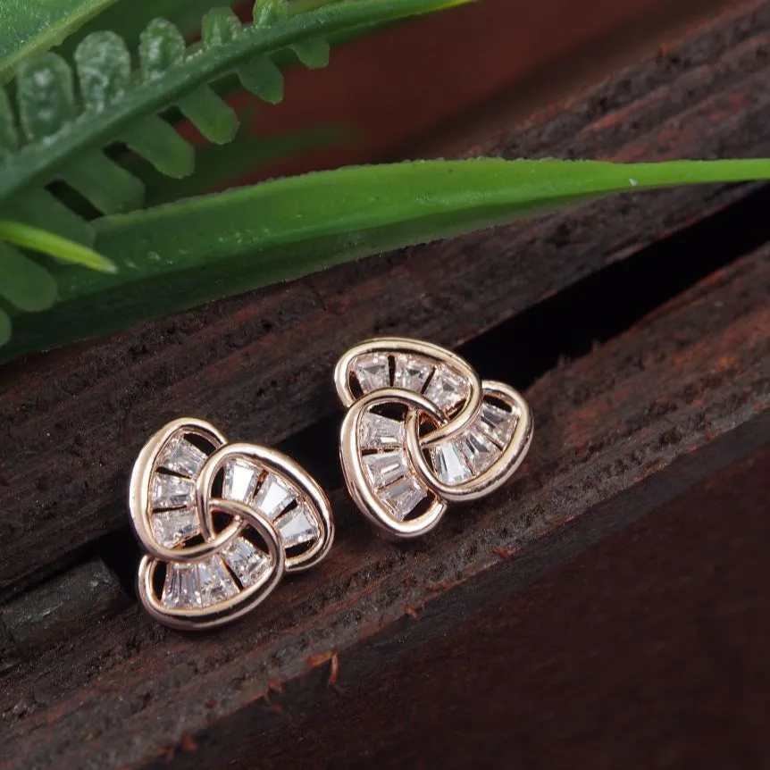 Korean Gold/Silver/Rosegold Plated Baguette Knot Stud Earring