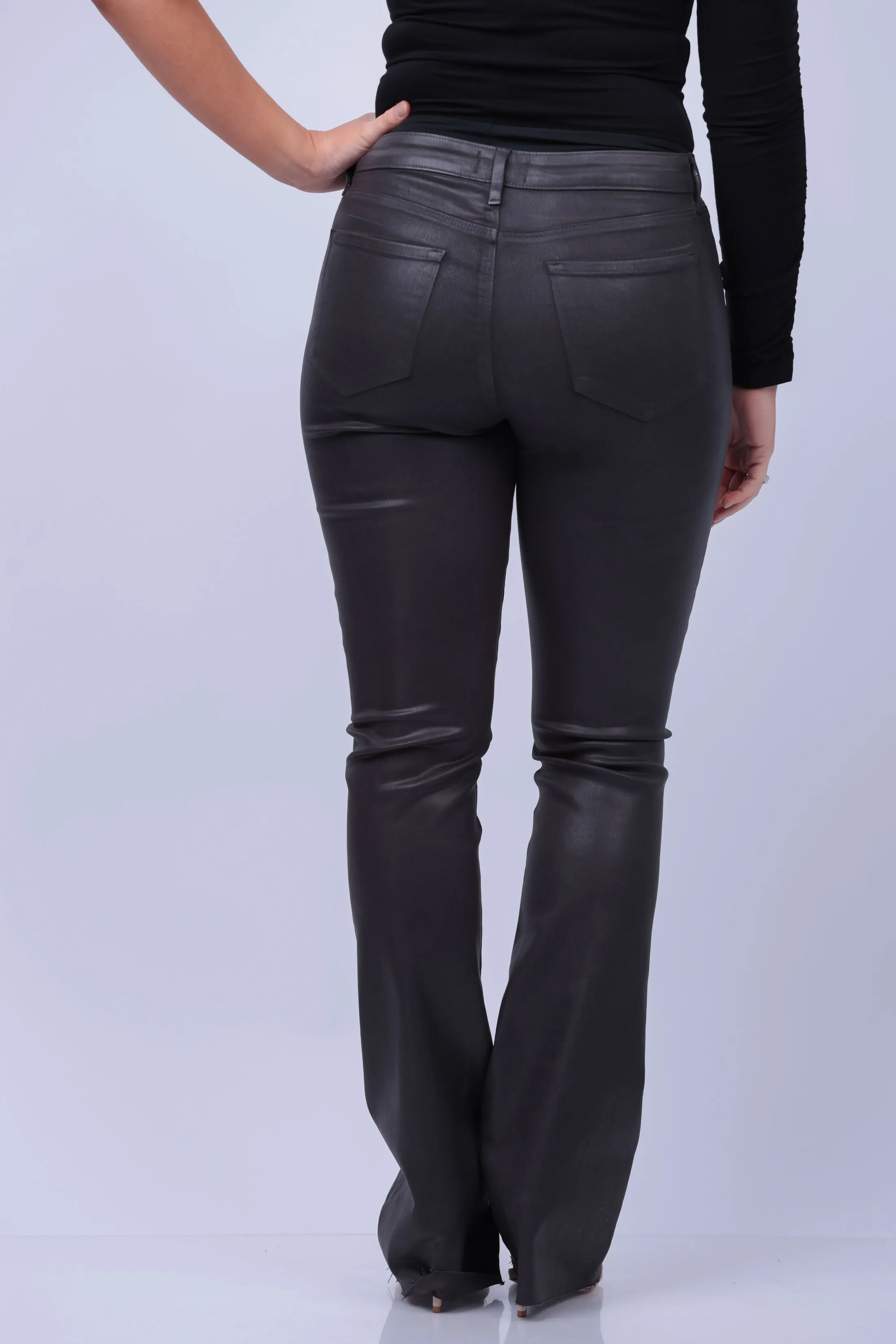 L'AGENCE Ruth Coated Straight-Leg Jean in Greystone Coat