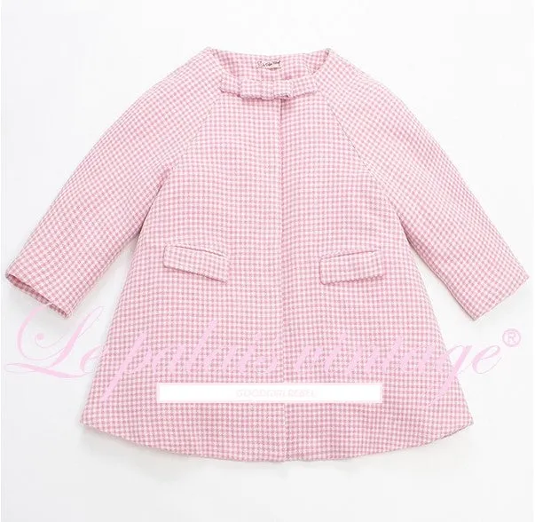 Le Palais Vintage Autumn Pink Plaid babydool Long Sleeve coat Jacket-Natalie