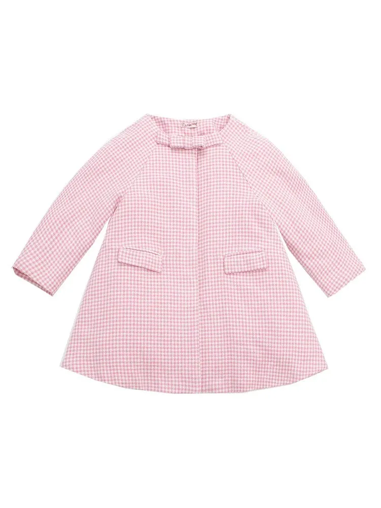 Le Palais Vintage Autumn Pink Plaid babydool Long Sleeve coat Jacket-Natalie