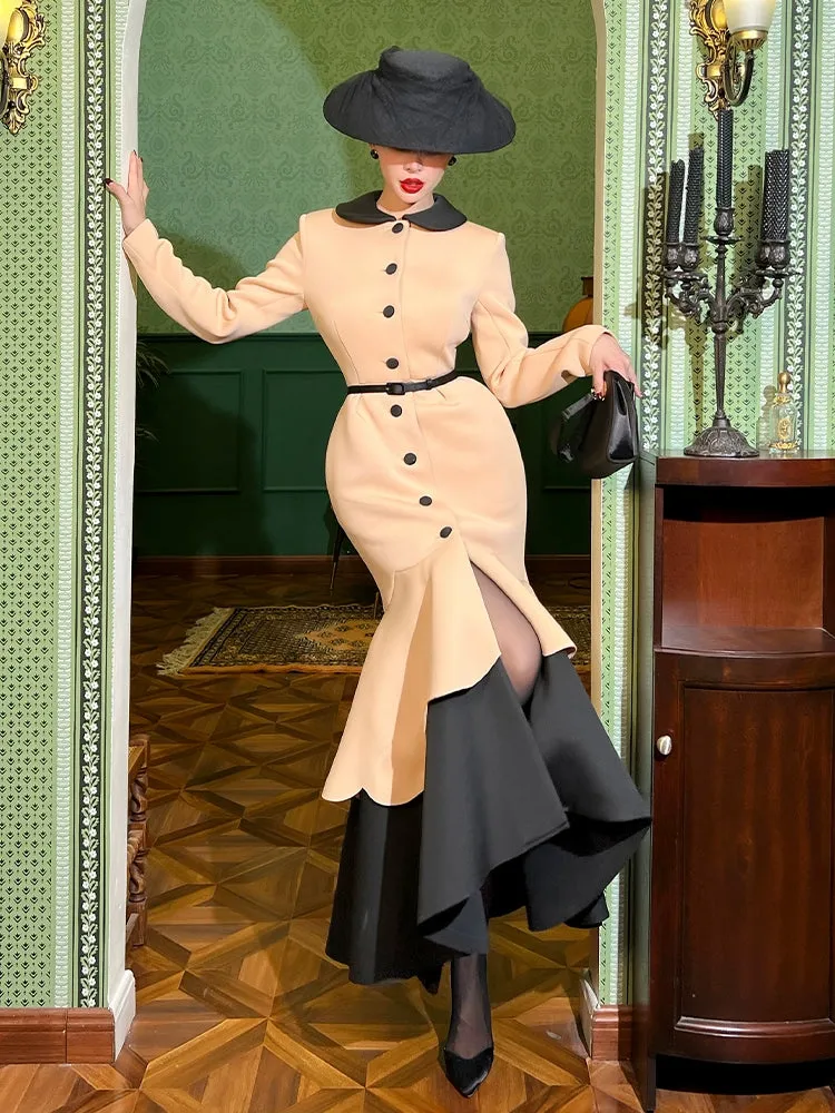 Le Palais Vintage Heavy Contrast Air Layer Fishtail Long coat - Tiramisu