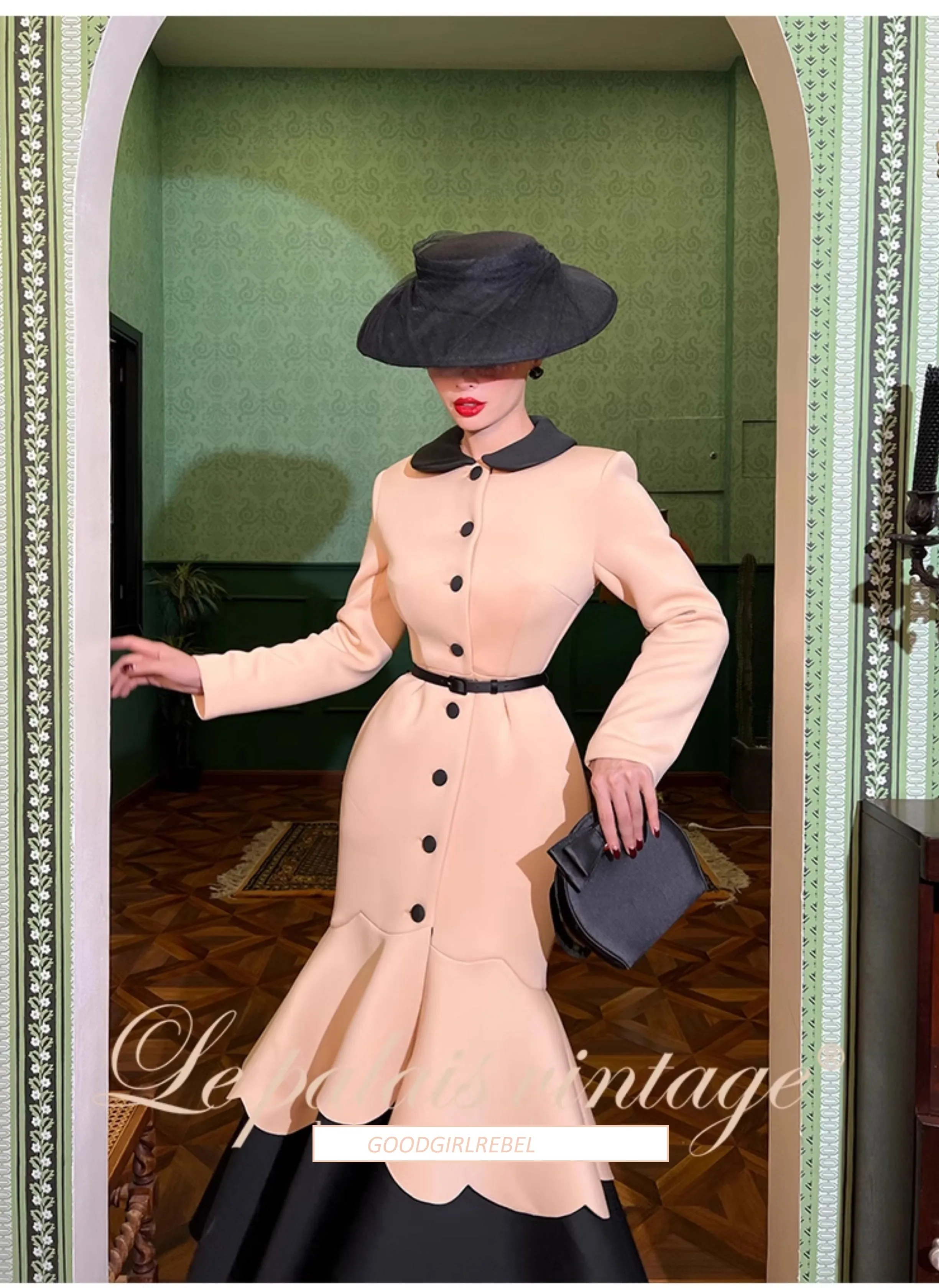 Le Palais Vintage Heavy Contrast Air Layer Fishtail Long coat - Tiramisu