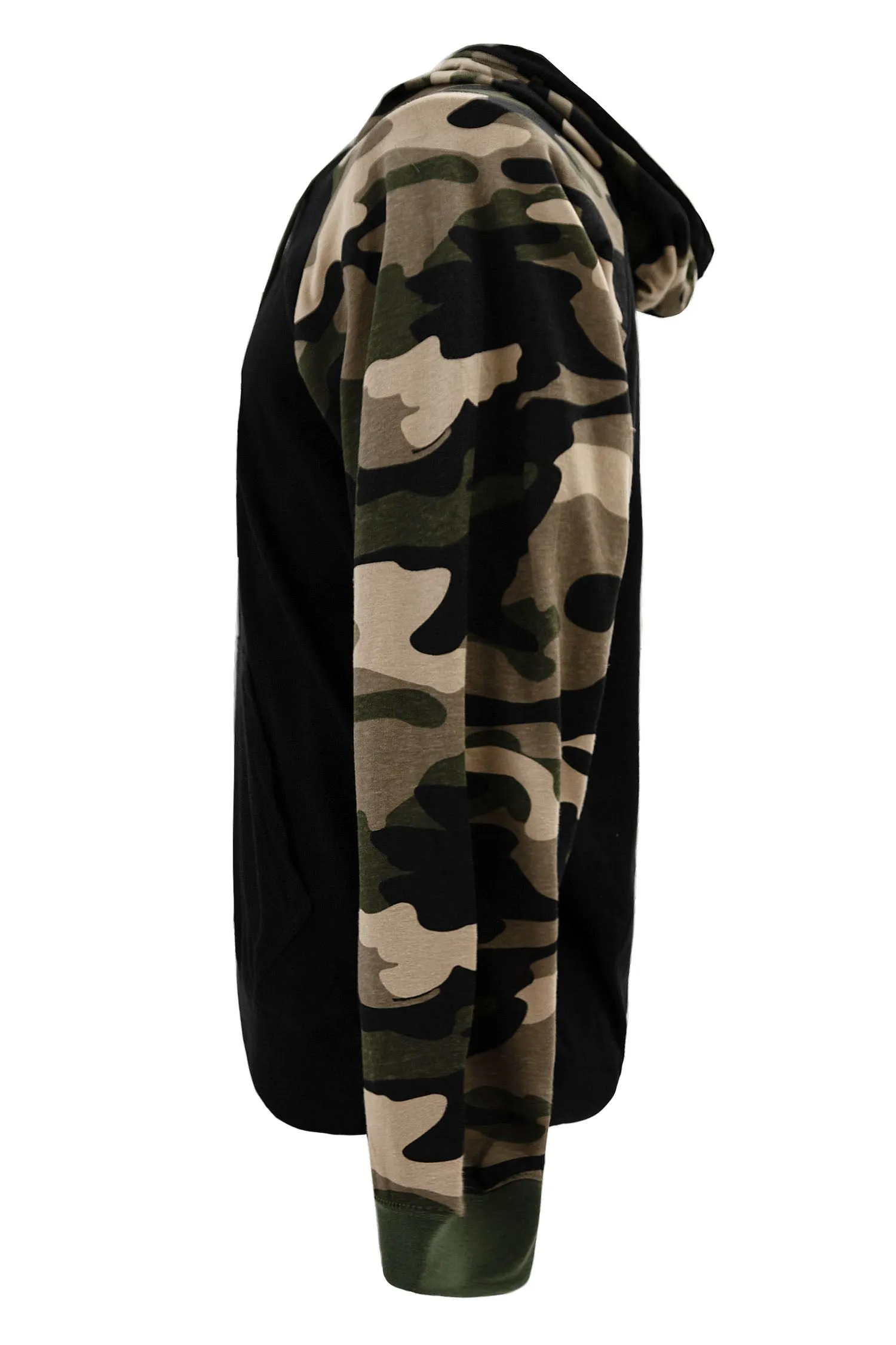Lightweight Contrast Raglan Sleeve Pullover Hoodie (New Colorways)