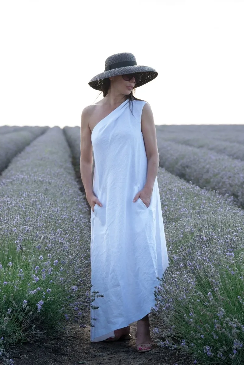 Linen Dress With One Shoulder TIFFANY