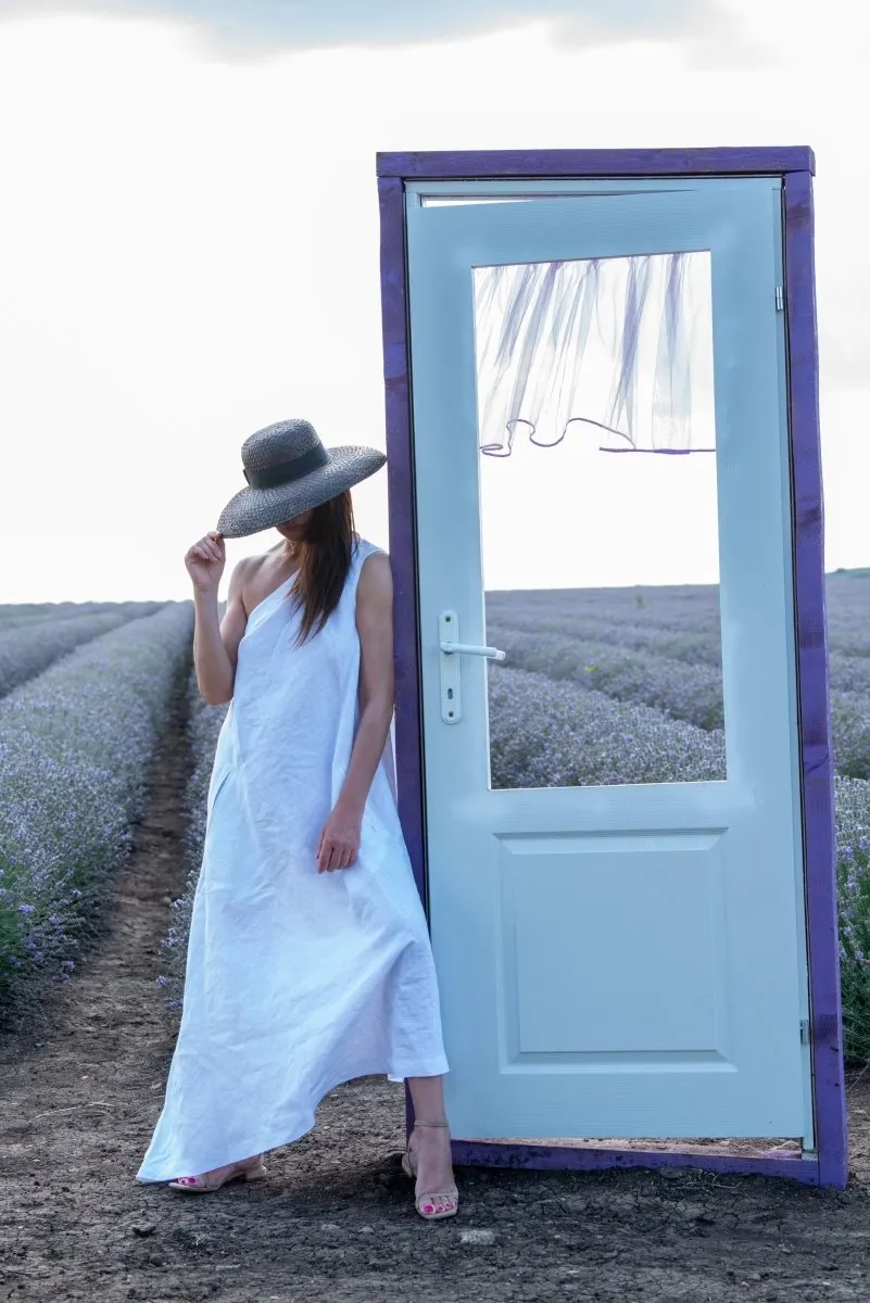 Linen Dress With One Shoulder TIFFANY