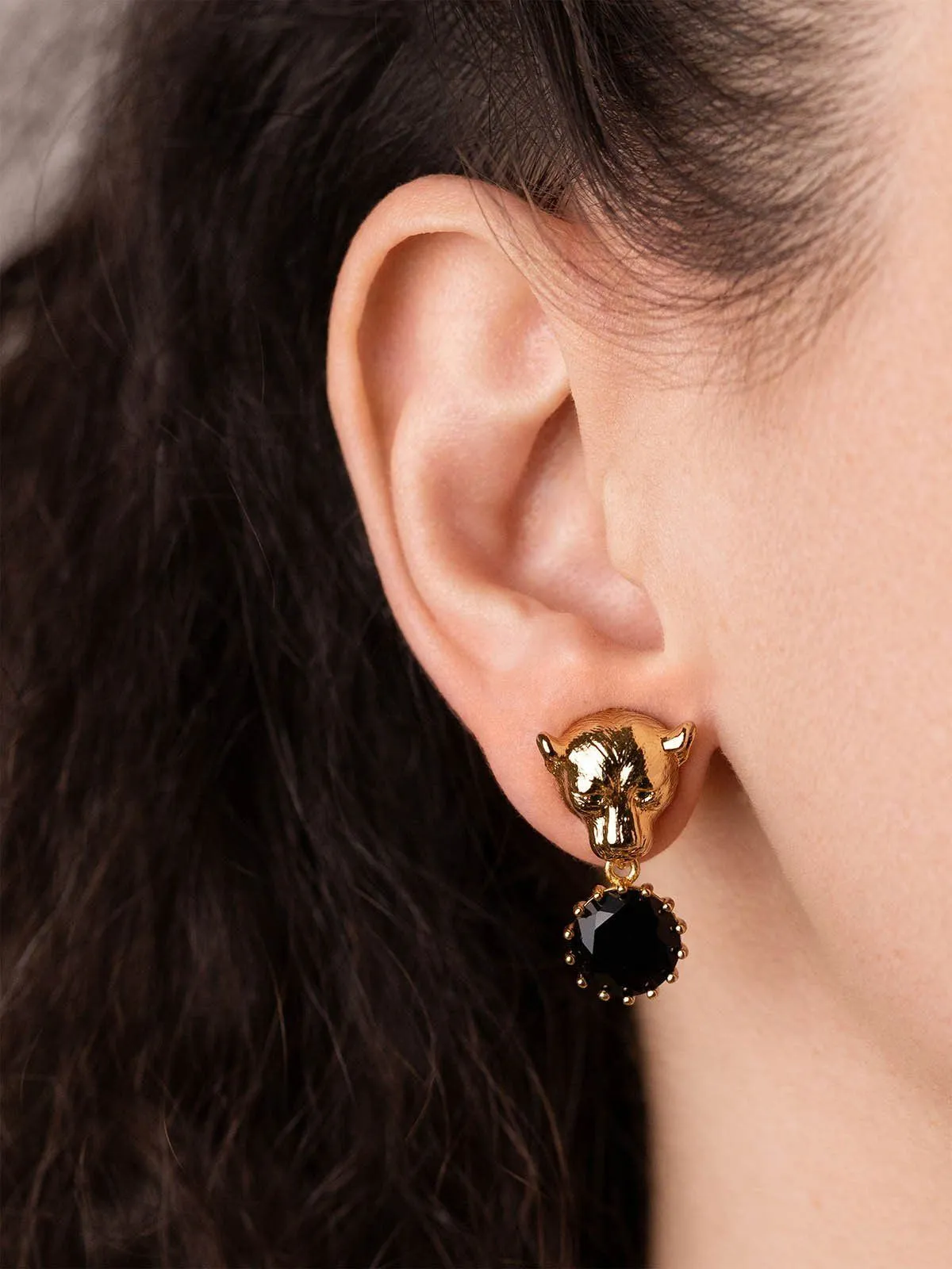 Lioness Earrings With CZ Stones