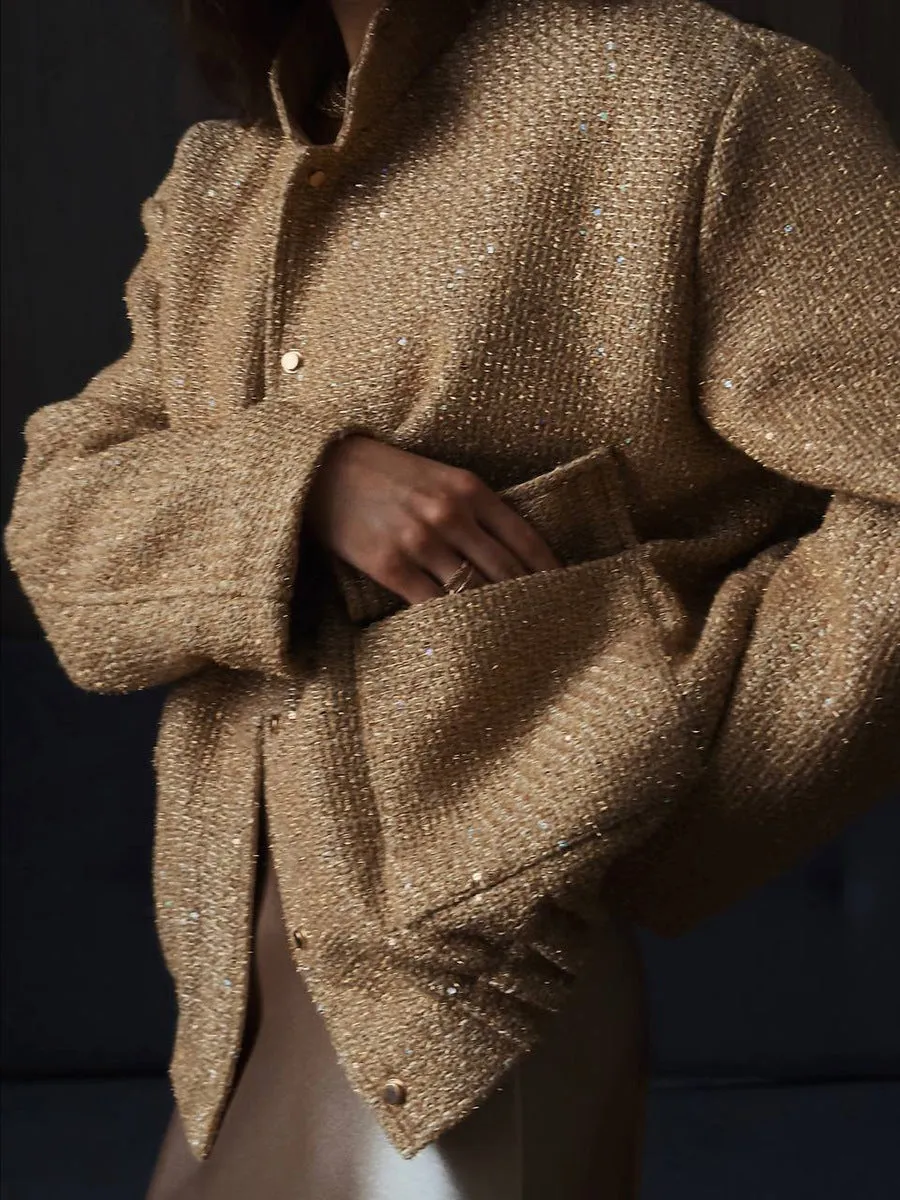 Lynn Sequin Coat with Pockets