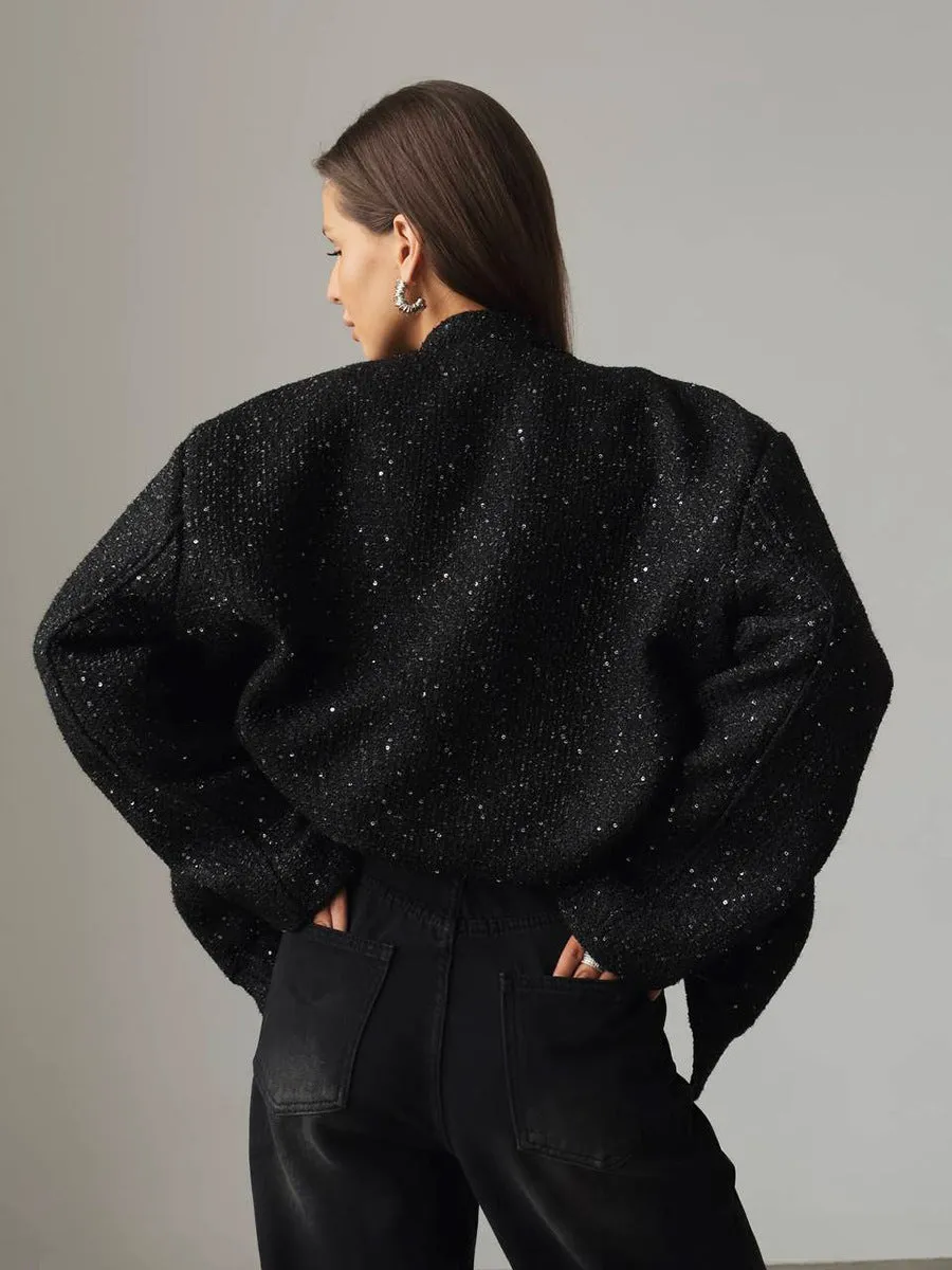 Lynn Sequin Coat with Pockets