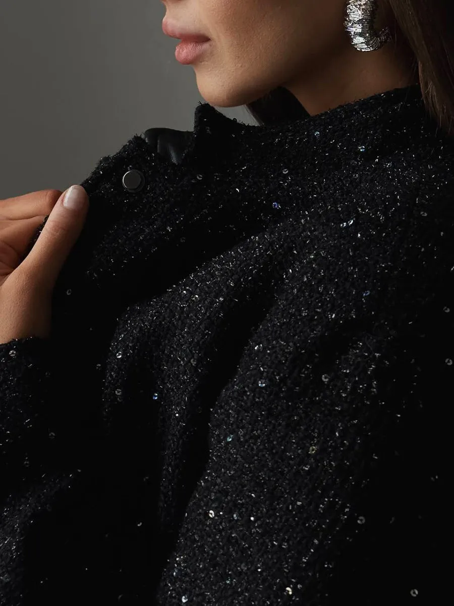 Lynn Sequin Coat with Pockets