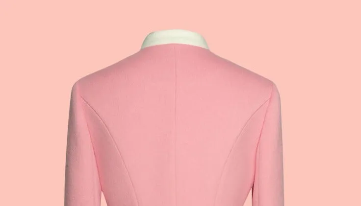 Magic Q's rose-embroidered paneled bow adjustable sleeve loop lamb wool coat