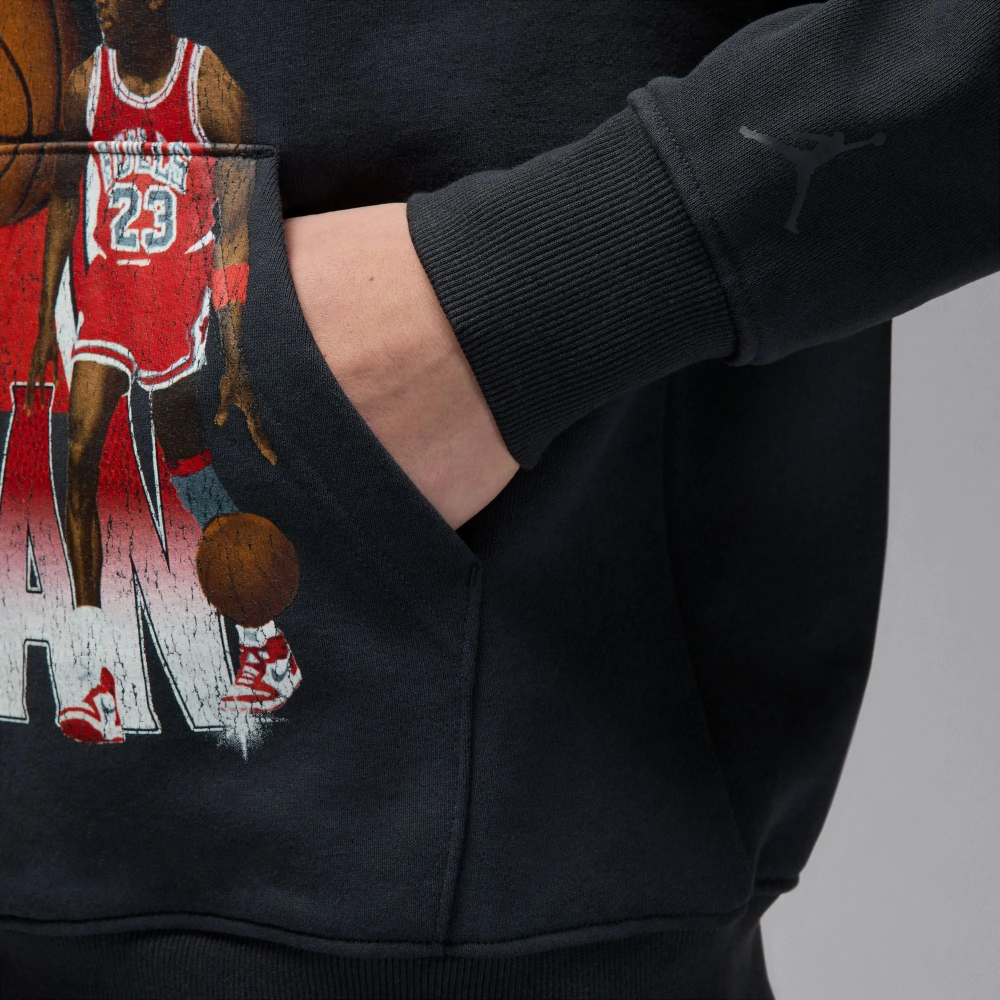 Men's Jordan Flight Fleece Hoodie - BLACK/GREY/OFF-NOIR