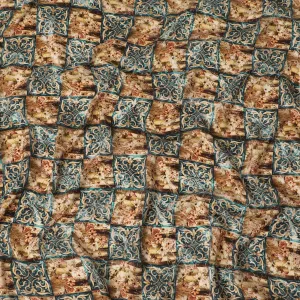 Multicolor Printed Premium pure silk crepe fabric in abstract design-D17200